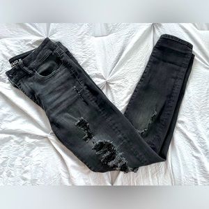 American Eagle Outfitters black torn skinny jeans